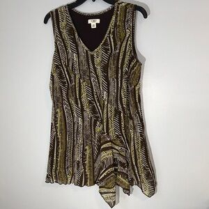 Cato Multicolor Asymmetrical Sleeveless Ruffle Blouse Plus size‎ 14-16